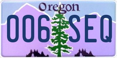 OR license plate 006SEQ