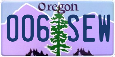 OR license plate 006SEW