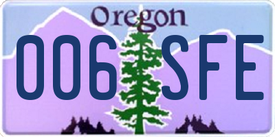 OR license plate 006SFE