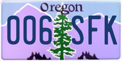 OR license plate 006SFK