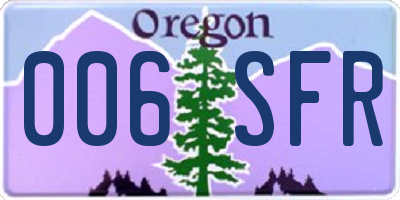 OR license plate 006SFR