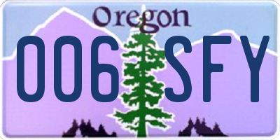 OR license plate 006SFY