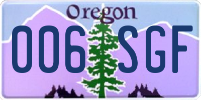 OR license plate 006SGF
