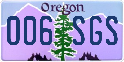 OR license plate 006SGS