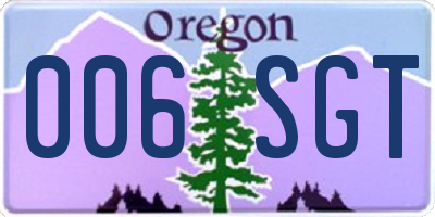 OR license plate 006SGT