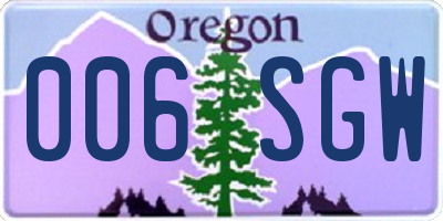 OR license plate 006SGW