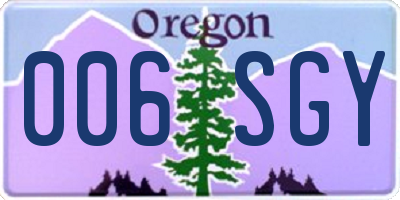 OR license plate 006SGY