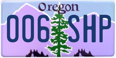 OR license plate 006SHP