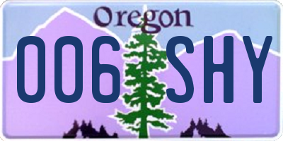 OR license plate 006SHY