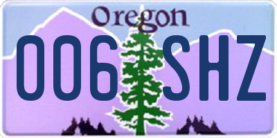 OR license plate 006SHZ