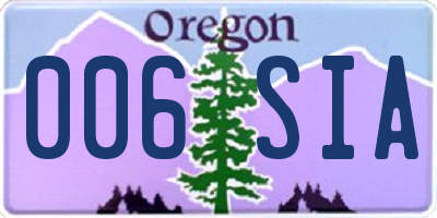 OR license plate 006SIA