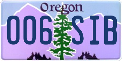 OR license plate 006SIB