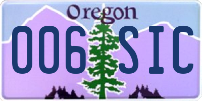 OR license plate 006SIC