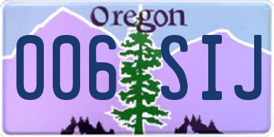 OR license plate 006SIJ