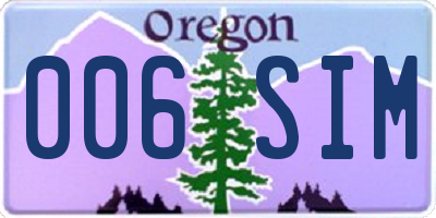 OR license plate 006SIM