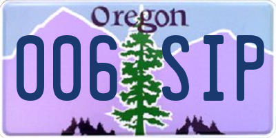 OR license plate 006SIP