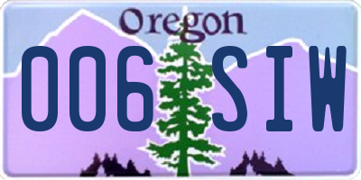 OR license plate 006SIW