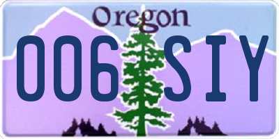 OR license plate 006SIY