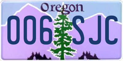 OR license plate 006SJC