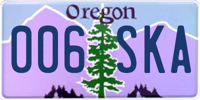 OR license plate 006SKA