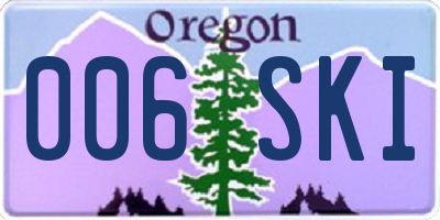 OR license plate 006SKI