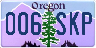 OR license plate 006SKP