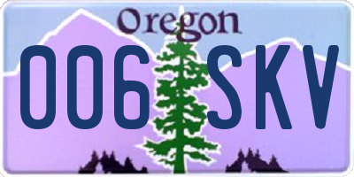 OR license plate 006SKV