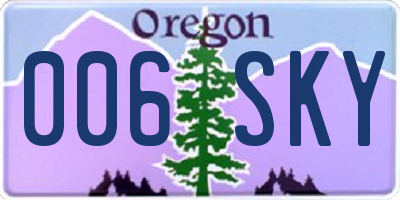 OR license plate 006SKY