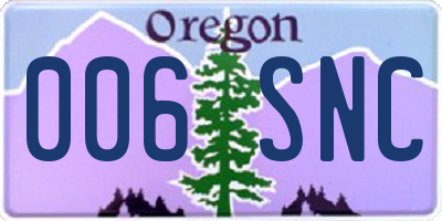 OR license plate 006SNC
