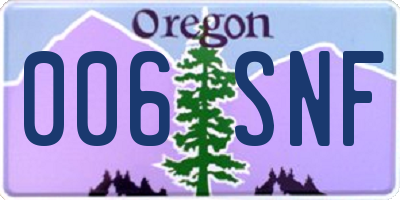 OR license plate 006SNF