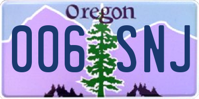 OR license plate 006SNJ