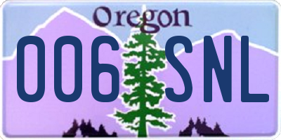 OR license plate 006SNL