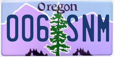 OR license plate 006SNM