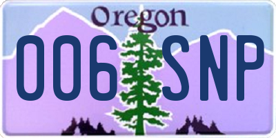 OR license plate 006SNP
