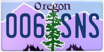 OR license plate 006SNS