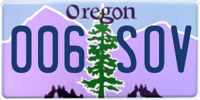 OR license plate 006SOV