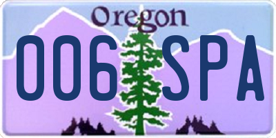 OR license plate 006SPA