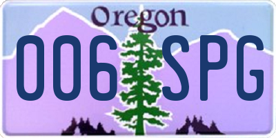 OR license plate 006SPG
