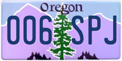 OR license plate 006SPJ
