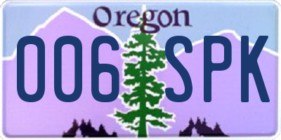OR license plate 006SPK