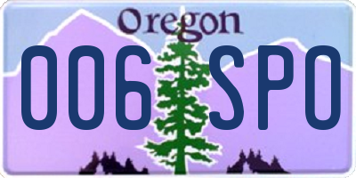 OR license plate 006SPO