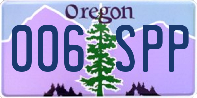 OR license plate 006SPP
