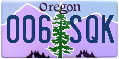 OR license plate 006SQK