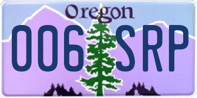 OR license plate 006SRP