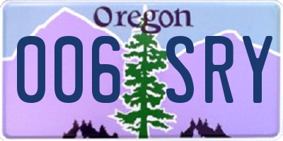 OR license plate 006SRY
