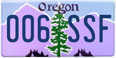 OR license plate 006SSF