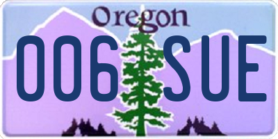 OR license plate 006SUE