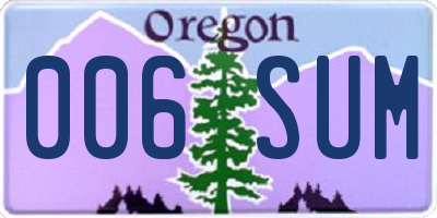 OR license plate 006SUM