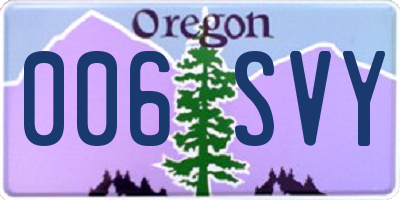 OR license plate 006SVY