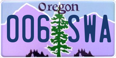 OR license plate 006SWA